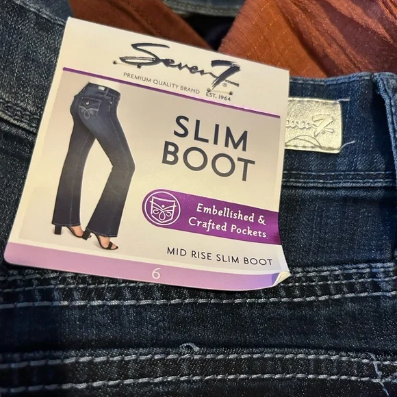 Seven7 Women's Rocker Slim Boot Cut Jeans - Dark Blue - Picture 8 of 10